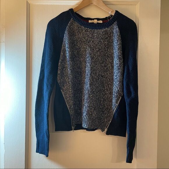 Rewind two tones navy and marled blues zip side slits sweater in Size La… - Picture 1 of 13